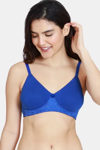 Buy Zivame Basics Double Layered Non Wired 3/4th Coverage Bra - Sodalite Blue