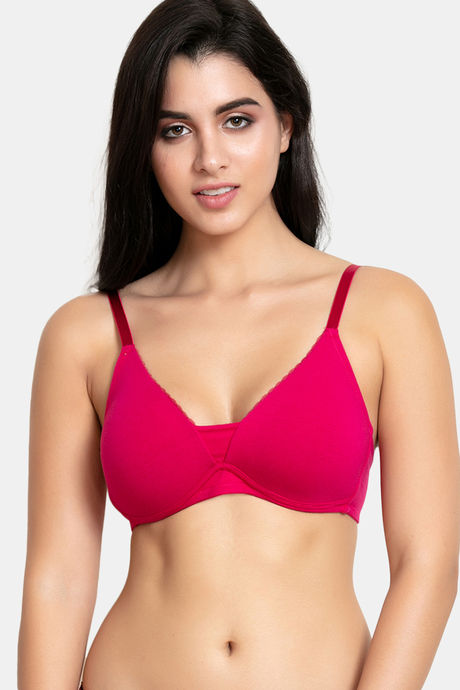 Buy Zivame Beautiful Basics Padded Wired 3/4th Coverage Lace Bra - Cerise  at Rs.806 online