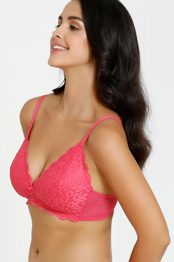 Buy Zivame Vintage Lace Padded Non Wired 3/4th Coverage Lace Bra - Carmine  at Rs.560 online