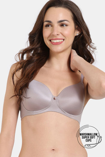 Buy Zivame Marshmallow Padded Non Wired 3/4th Coverage T-Shirt Bra-Purple Dove