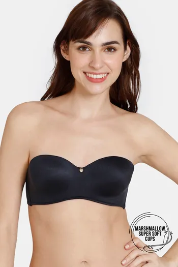 Buy Zivame Marshmallow Padded Wired Low Coverage Strapless Bra - Black