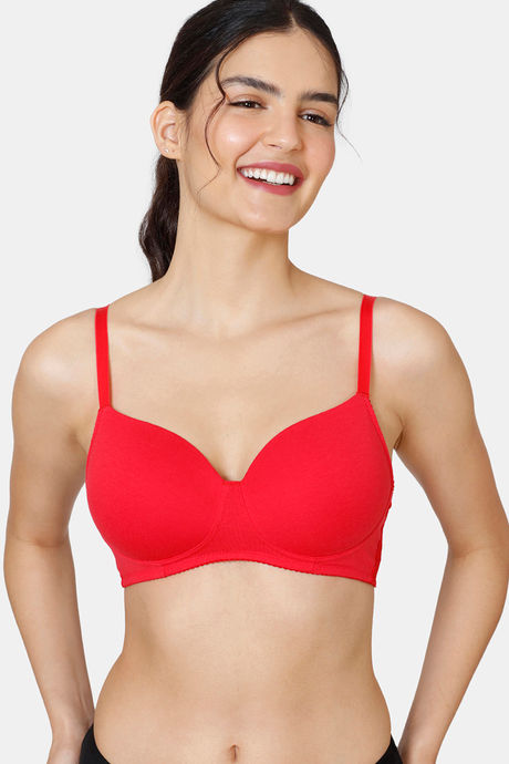 Buy Zivame Beautiful Basics Double Layered Non-Wired 3-4th Coverage T-Shirt  Bra - Beet Red online