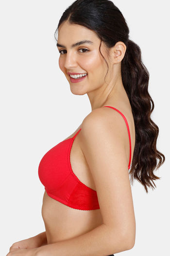 Buy Zivame Padded Non Wired 3/4th Coverage T-Shirt Bra - Chinese Red2 at  Rs.648 online