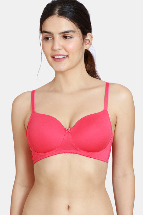 Zivame Padded Non Wired 3/4th Coverage T-Shirt Bra for Women - Atomizer
