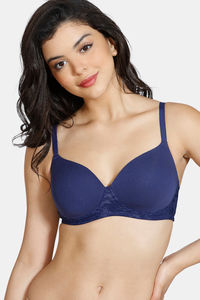 Buy Zivame Padded Non Wired 3/4th Coverage T-Shirt Bra - Blue Ribbon