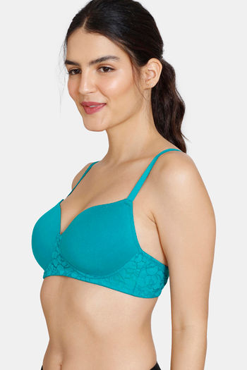 Zivame Star Strap Padded Non Wired 3/4th Coverage T-Shirt Bra-Sodalite Blue