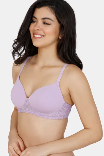 Buy Zivame Padded Non Wired 3/4th Coverage T-Shirt Bra - Lavender at Rs.402  online