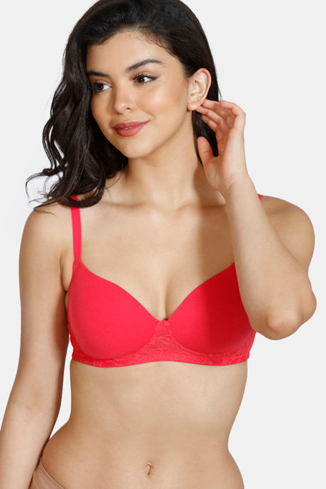 Buy Zivame Padded Non Wired 3/4th Coverage T-Shirt Bra - Red at Rs.400  online