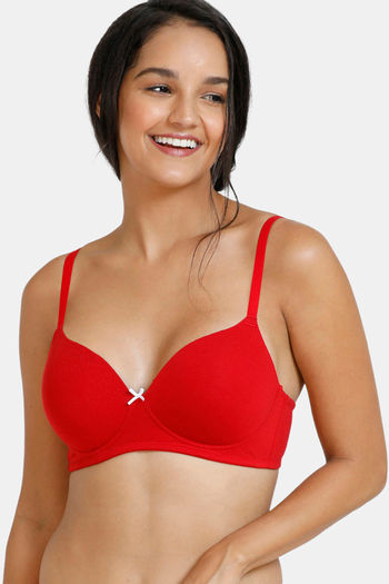 Buy Zivame Everyday Single Layered Non Wired 3/4th Coverage Lace Bra -  Barbados Cherry online