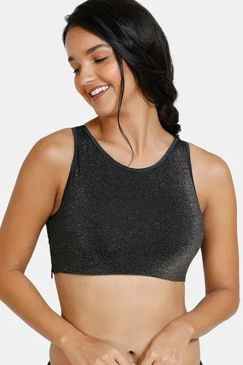 Buy Zivame Zelocity High Impact Front Opening Sports Bra-Anthracite - Black  online