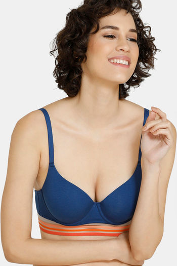 Buy Zivame Push-Up Wired Medium Coverage Bra - Navy Peony at Rs