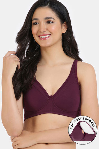 Buy Zivame Double Layered Non Wired Full Coverage Mastectomy Bra - Fig