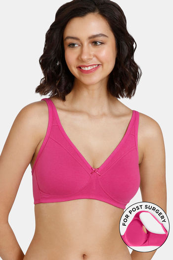 Zivame Double Layered Non Wired Full Coverage Post Breast Surgery Bra  Fuchsia Red
