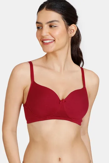 Buy Zivame Padded Non Wired Full Coverage Mastectomy Bra - Beet Red