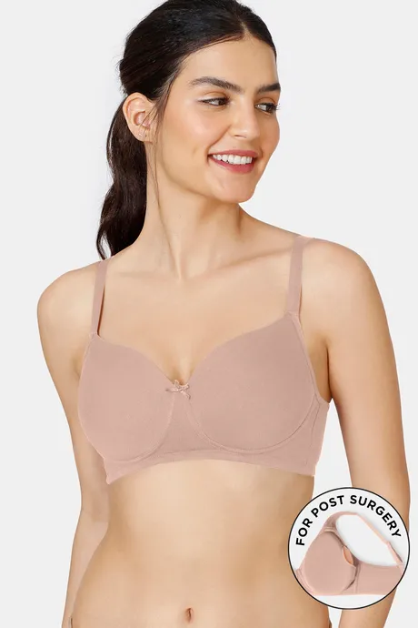 Women's Cotton Mastectomy Pocket Bra Plus Size Full Coverage Embroidered  Support Wire Free