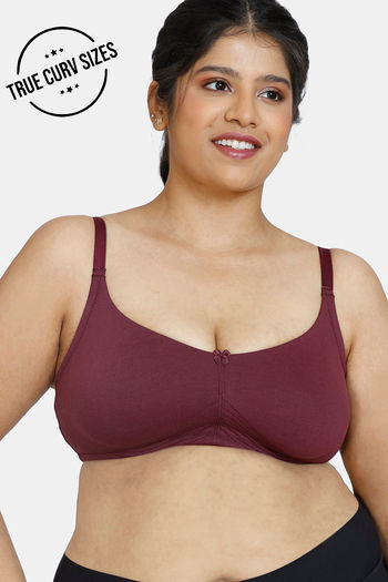 Buy Zivame True Curv Double Layered Non Wired 3/4th Coverage Sag Lift Bra - Fig