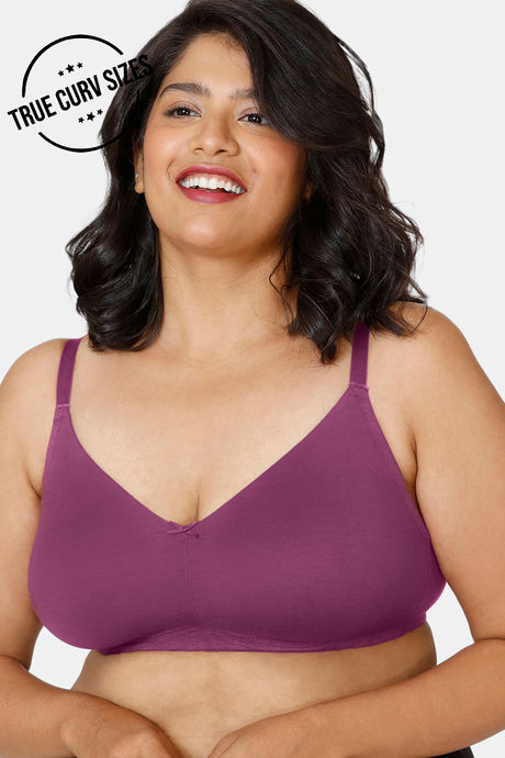 Zivame True Curv Double Layered Non Wired 3/4th Coverage Sag Lift Bra - Purple Potion