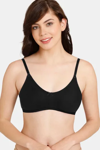 Buy Rosaline Everyday Double Layered Non Wired 3/4th Coverage Anti-Microbial T-Shirt Bra - Black