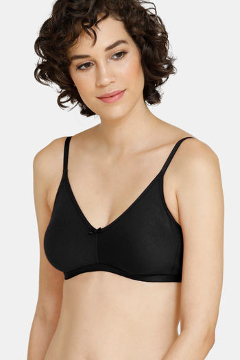 Buy Rosaline Everyday Double Layered Non Wired 3/4th Coverage Anti-Microbial T-Shirt Bra - Black