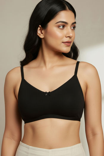 Buy Rosaline Everyday Double Layered Non Wired 3/4th Coverage T-Shirt Bra - Black