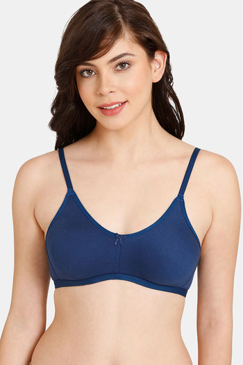 Buy Rosaline Everyday Double Layered Non Wired 3/4th Coverage Anti-Microbial T-Shirt Bra - Navy Peony