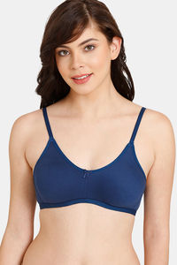 Buy Rosaline Double Layered Non Wired 3/4th Coverage Anti-Microbial Finish T-Shirt Bra - Navy Peony