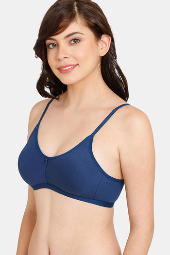 Rosaline Everyday Anti-Microbial Double Layered Non Wired 3/4th Coverage  T-Shirt Bra - Navy Peony