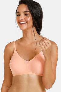 Buy Rosaline Double Layered Non Wired 3/4th Coverage Anti-Microbial Finish T-Shirt Bra - Peach Pearl