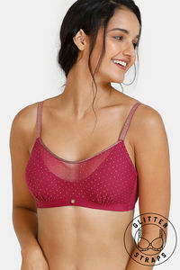 Buy Zivame Ornate Glitz Double Layered Non Wired 3/4th Coverage Bra-Wine