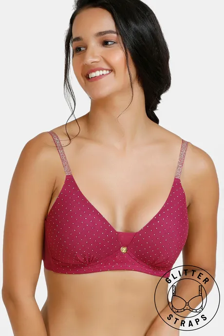 Buy Zivame Glitter Straps Padded Non Wired 3/4th Coverage T-Shirt Bra -  Botanical Garden (Size: 36C) at