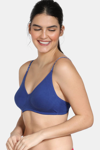 Zivame Soft n Sheen Padded Non Wired 3/4th Coverage T-Shirt Bra - Sodalite  Blue