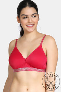 Buy Zivame Shine & Shimmer Padded Non-Wired 3/4th Coverage T-Shirt Bra - Cerise