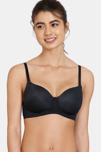 Buy Zivame Beautiful Basics Padded Non Wired 3/4th Coverage T-Shirt Bra -  Black at Rs.648 online
