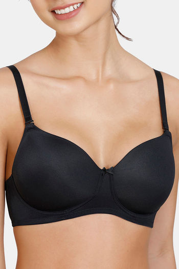 Buy Zivame Padded Non Wired 3/4th Coverage T-Shirt Bra - Black at Rs.434  online