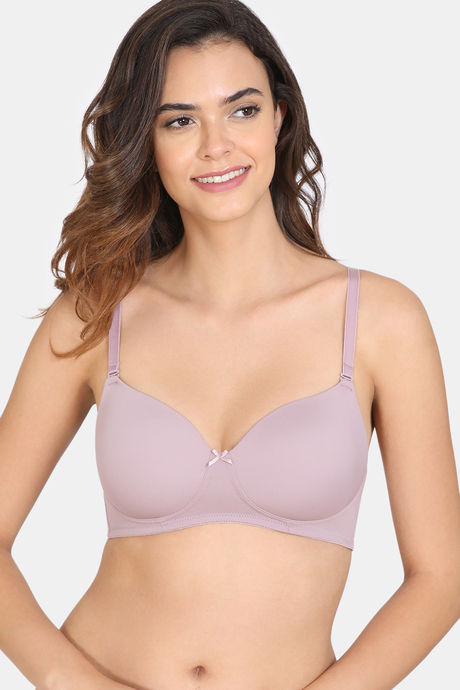 Zivame Jacquard Scrolls Single Layered Non Wired 3/4th Coverage T-Shirt Bra  for Women - Rhododendron