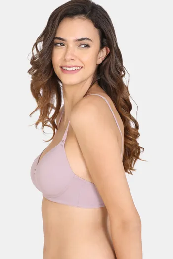 Buy Rosaline Everyday Double Layered Non-Wired 3/4th Coverage T-Shirt Bra -  Violet Tulip at Rs.302 online