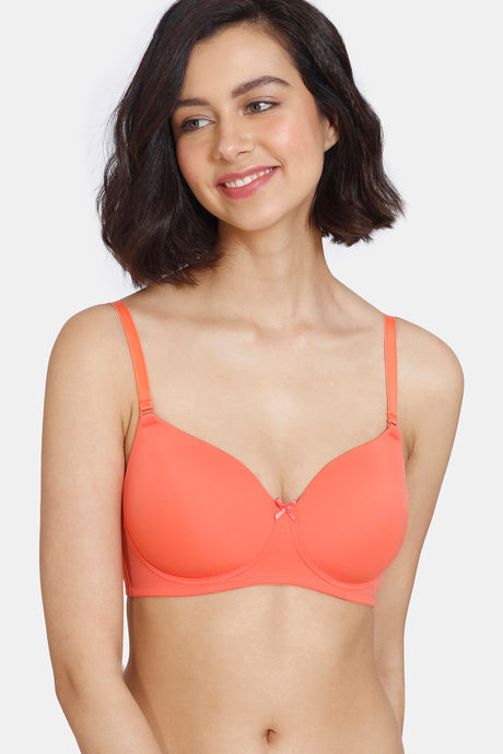 Buy Zivame Beautiful Basics Padded Non Wired 3/4th Coverage T-Shirt Bra -  Emberglow at Rs.664 online