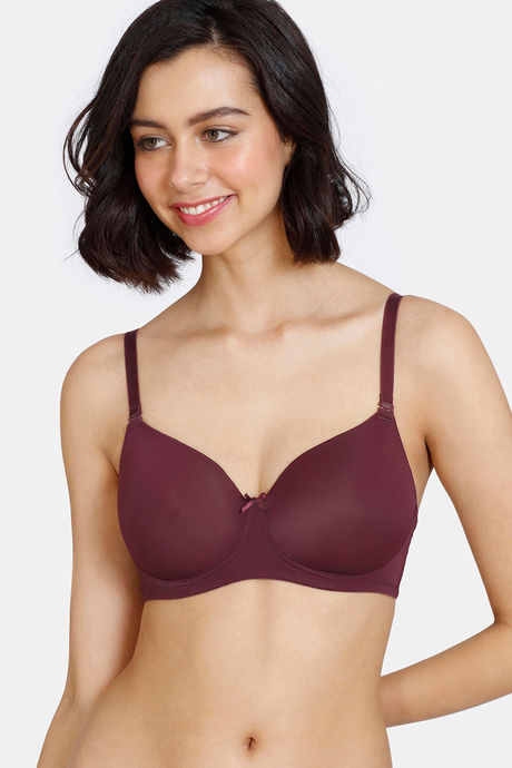 Zivame Beautiful Basics Padded Non Wired 3-4Th Coverage Backless Bra A Fig  Wine
