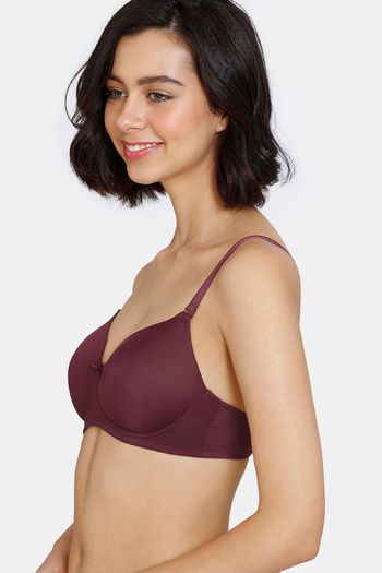 Buy Zivame Women's Polyamide Padded Non-Wired Casual 3/4Th Coverage T-Shirt  Bra (ZI1946FASH0NUDE0036B_Brown_36B) at
