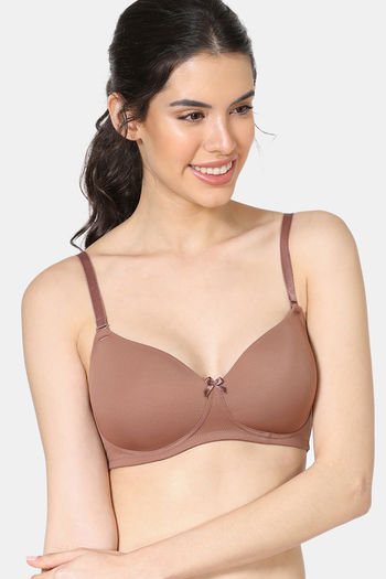 Buy Zivame Beautiful Basics Padded Non Wired 3/4th Coverage T-Shirt Bra -  Nutmeg2 at Rs.971 online