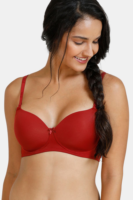 Buy Zivame Red Solid Non Wired Lightly Padded T Shirt Bra - Bra for Women  9320545