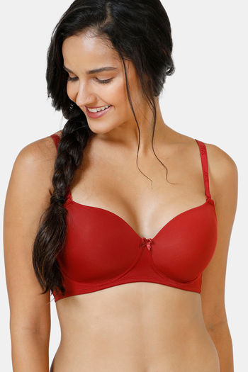 Buy Zivame Lace Embrace Strapless Long Line Push Up Bra- Red at Rs.1495  online