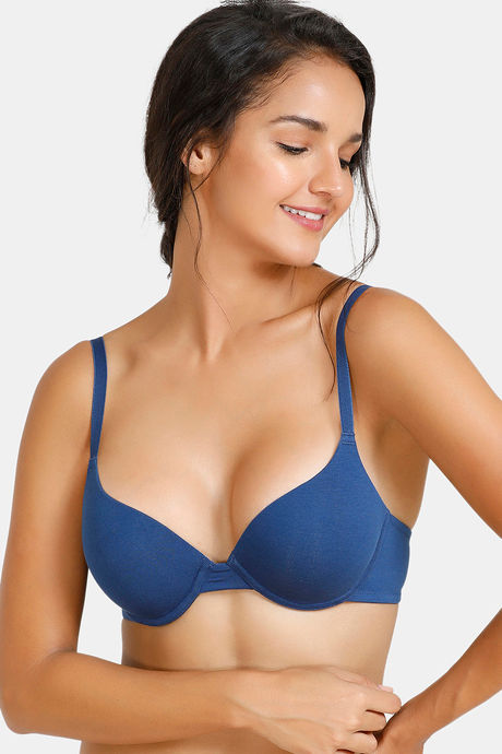 Buy Zivame Lace Embrace Wired Convertible Straps Extreme Push Up Bra-Blue  at Rs.1525 online