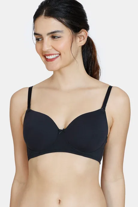 Buy Zivame Beautiful Basics Padded Non Wired 3/4Th Coverage T-Shirt Bra -  Anthracite at Rs.799 online