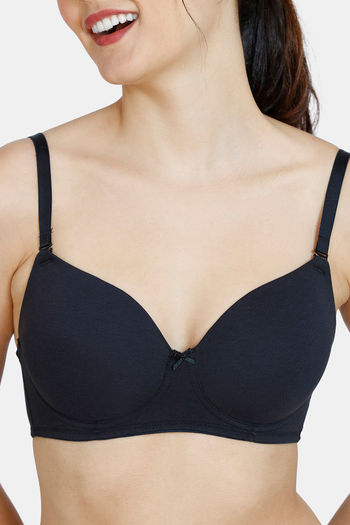 Buy Zivame Women's Cotton Elastane Padded Non-Wired Solid 3/4Th Coverage  Bra (ZI1137COREPBLUE0038D_Blue_38D) at