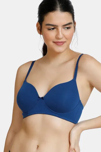 Buy Zivame Padded Non Wired 3/4th Coverage Bra - Navy Peony