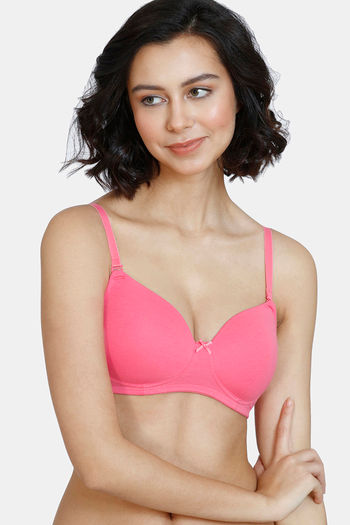 Buy Zivame Beautiful Basics Padded Non Wired 3/4Th Coverage T-Shirt Bra - Pink Lemonade