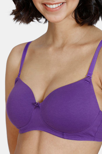 Buy Zivame Beautiful Basics Padded Non Wired 3/4Th Coverage T-Shirt Bra -  Royal Purple at Rs.799 online