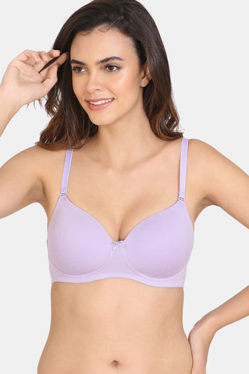 Buy Zivame Padded Non Wired 3/4th Coverage T-Shirt Bra - Lavender