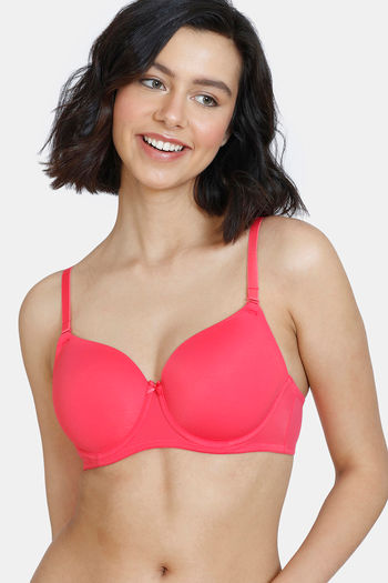 Buy Zivame Padded Wired 3/4th Coverage T-Shirt Bra - Rouge Red at